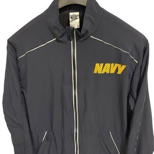 US Navy Full Zip Jacket Windbreaker Blue Yellow Long Sleeve Size Large Unisex